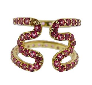 Sabine Getty 14K Gold Pink Gemstone Open Ring