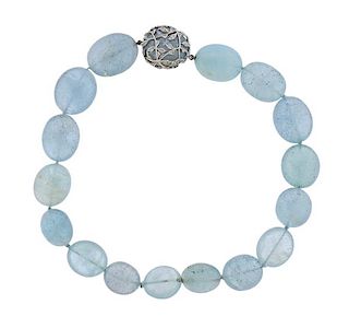 Cathy Waterman Aquamarine Bead Platinum Diamond Necklace