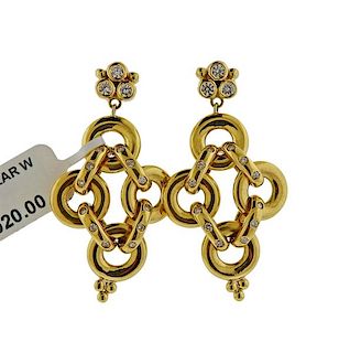 Temple St. Clair 18K Gold Diamond Jeanne d&#39;Arc Link Drop Earrings
