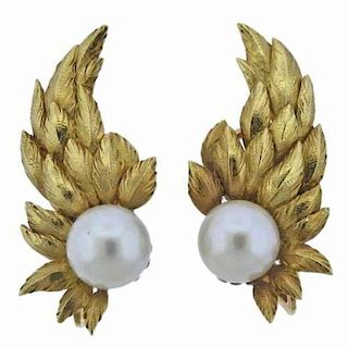 Tiffany &amp; Co Schlumberger 18K Gold Pearl Wing Earrings