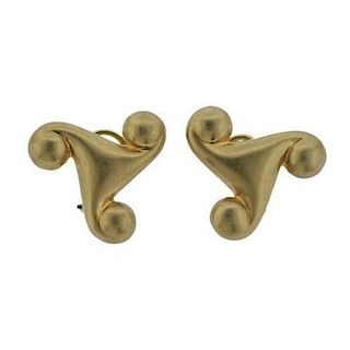 1990s Angela Cummings 18K Gold Swirl Earrings