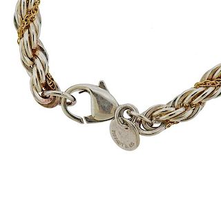 Tiffany &amp; Co Sterling Silver 18K Gold Rope Necklace
