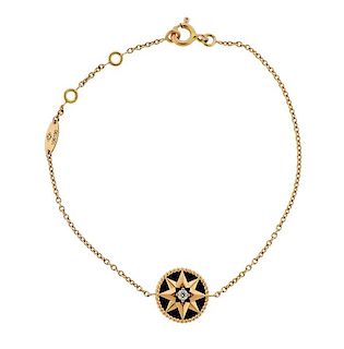 Dior 18K Gold Diamond Onyx Charm Bracelet