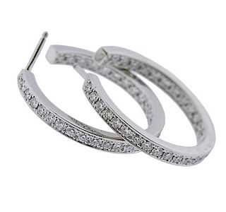 Cartier 18K Gold Pave Diamond Hoop Earrings