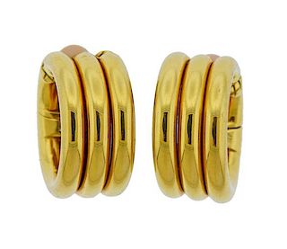 1980s Marina B 18K Gold Triple Hoop Earrings
