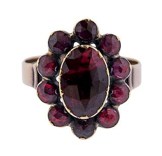 Antique 18K Gold Red Stone Ring