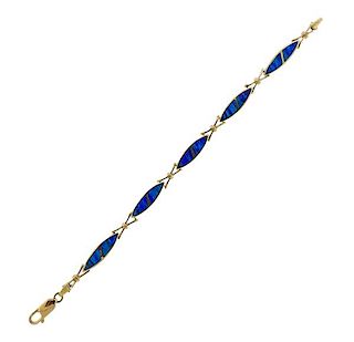 14k Gold Opal Inlay Bracelet 
