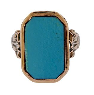Antique 14k Gold Turquoise Ring 