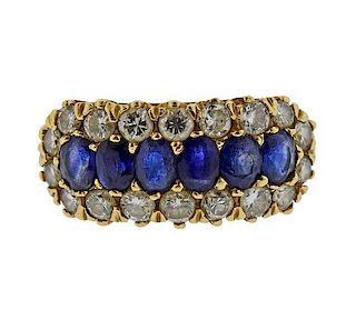 Antique 14k Gold Diamond Blue Stone Ring 