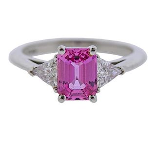 Tiffany &amp; Co 1.76ct Pink Sapphire Diamond Engagement Ring 