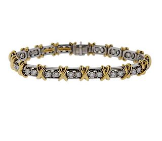 Tiffany &amp; Co Schlumberger 36 Stone Diamond Platinum Gold Bracelet 
