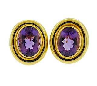 Tiffany &amp; Co Paloma Picasso 18k Gold Amethyst Earrings 