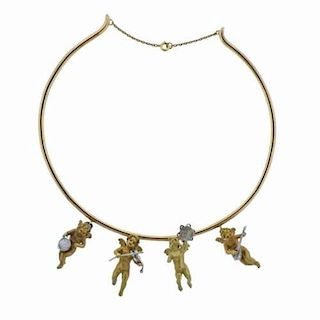 Cherub Charm 18K Gold Necklace