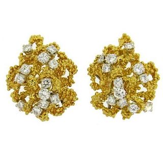 1970s Diamond 18K Gold Earrings