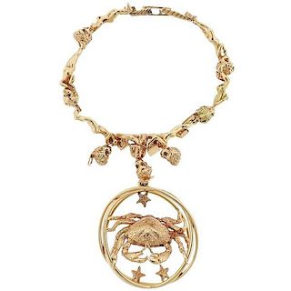 Ruser Retro Gold Sapphire Cherub Bracelet Cancer Zodiac Charm