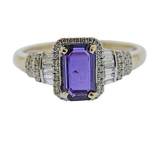 Effy 14k Gold Diamond Purple Stone Ring 