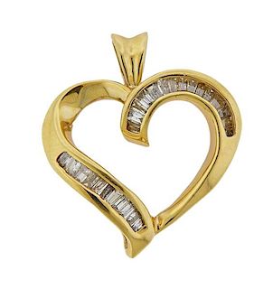 14k Gold Diamond Heart Pendant 
