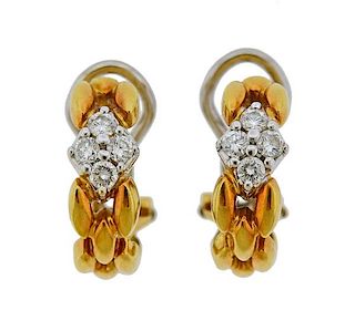 18k Gold Diamond Hoop Earrings 