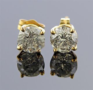 14k Gold Diamond Stud Earrings 