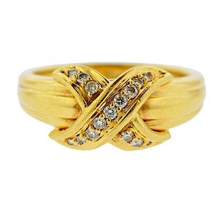Tiffany &amp; Co 18k Gold Diamond Classic X Ring 