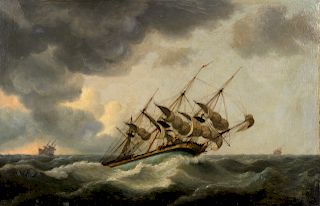 Thomas Luny
(British, 1759-1837)
Three Ships in Rough Seas , 1805