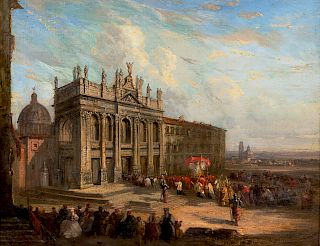 Eugene Louis Gabriel Isabey
(French, 1803-1886)
 The Papal Visit