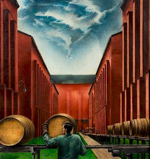 William Schwartz
(American, 1896-1977)
Whiskey Rolling to the Rackhouse to Age, 1945