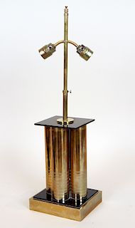 BRASS LUCITE CLUSTER COLUMN TABLE LAMP C.1970