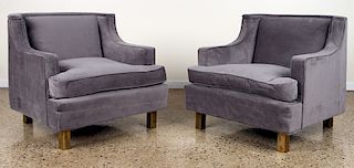 PAIR RESTORED UPHOLSTERED CLUB CHAIRS C.1950