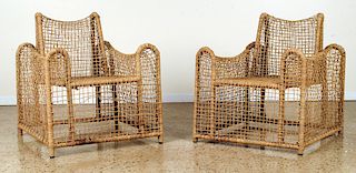 UNUSUAL PAIR OF FRENCH ROPE CHAIRS C.1980