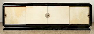 JAMES MONT STYLE MARBLE TOP EBONIZED SIDEBOARD
