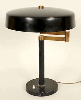 ADJUSTABLE BRASS IRON DESK LAMP CIRCA 1960