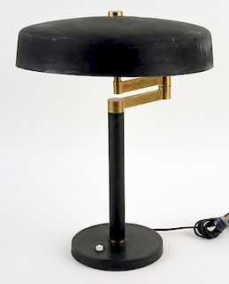 ITALIAN BRONZE AND BLACK METAL TABLE LAMP