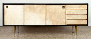 BLACK LACQUERED AND PARCHMENT CREDENZA C.1950