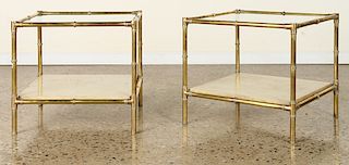 PAIR BRASS BAMBOO CUBE FORM SIDE TABLES C.1970