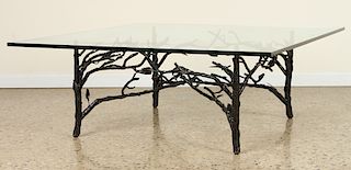 GLASS TOP COFFEE TABLE MANNER OF GIACOMETTI
