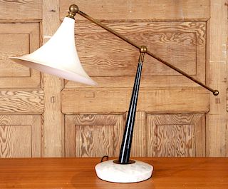 ITALIAN IRON BRASS ADJUSTABLE DESK LAMP C.1950