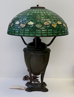 Tiffany Studios Bronze Table Lamp With Acorn Shade