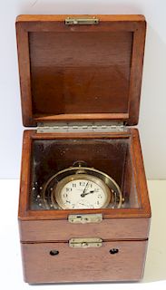 Waltham Brass 8 Day Ships Clock in Case