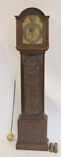 John Roberts Signed Carved Tallcase Clock.