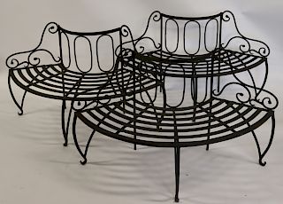 Lot Of 3 Antique Wrought Iron Benches.