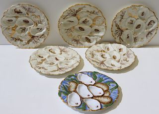 5 Limoges Oyster Plates Together with A Gillman