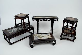 Group of Marble Inset Miniature Stands.