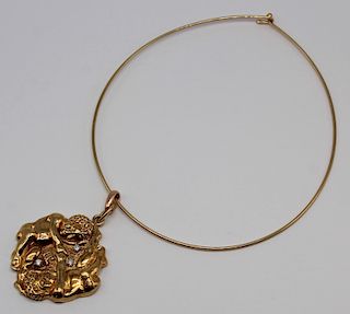 JEWELRY. 18kt Gold and Diamond Gemini Pendant.