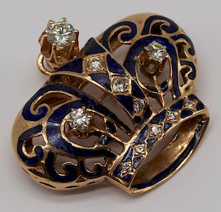 JEWELRY. 14kt Gold, Diamond, and Enamel Pendant or