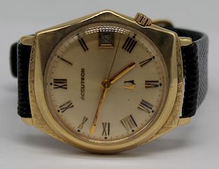 JEWELRY. Vintage 14kt Gold Bulova Accutron Watch.