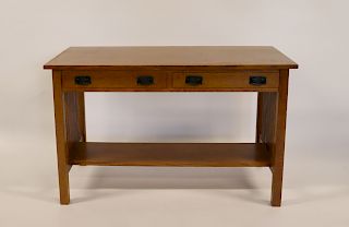 Stickley Audi Mission Style Oak Desk With Spindle