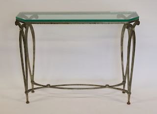 Vintage Neoclassical Style Iron Console Table.
