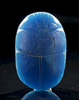 Egyptian Glass Heart Scarab - Rare Cobalt Blue!