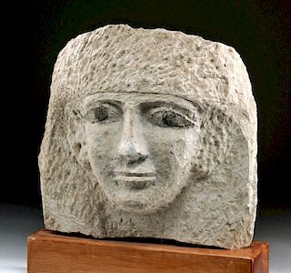 Huge Egyptian Limestone Coffin Lid w/ Face